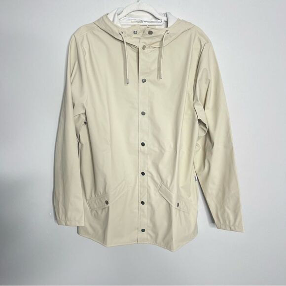 RAINS NWT SNAP FRONT RAIN JACKET MEDIUM - Picture 7 of 10